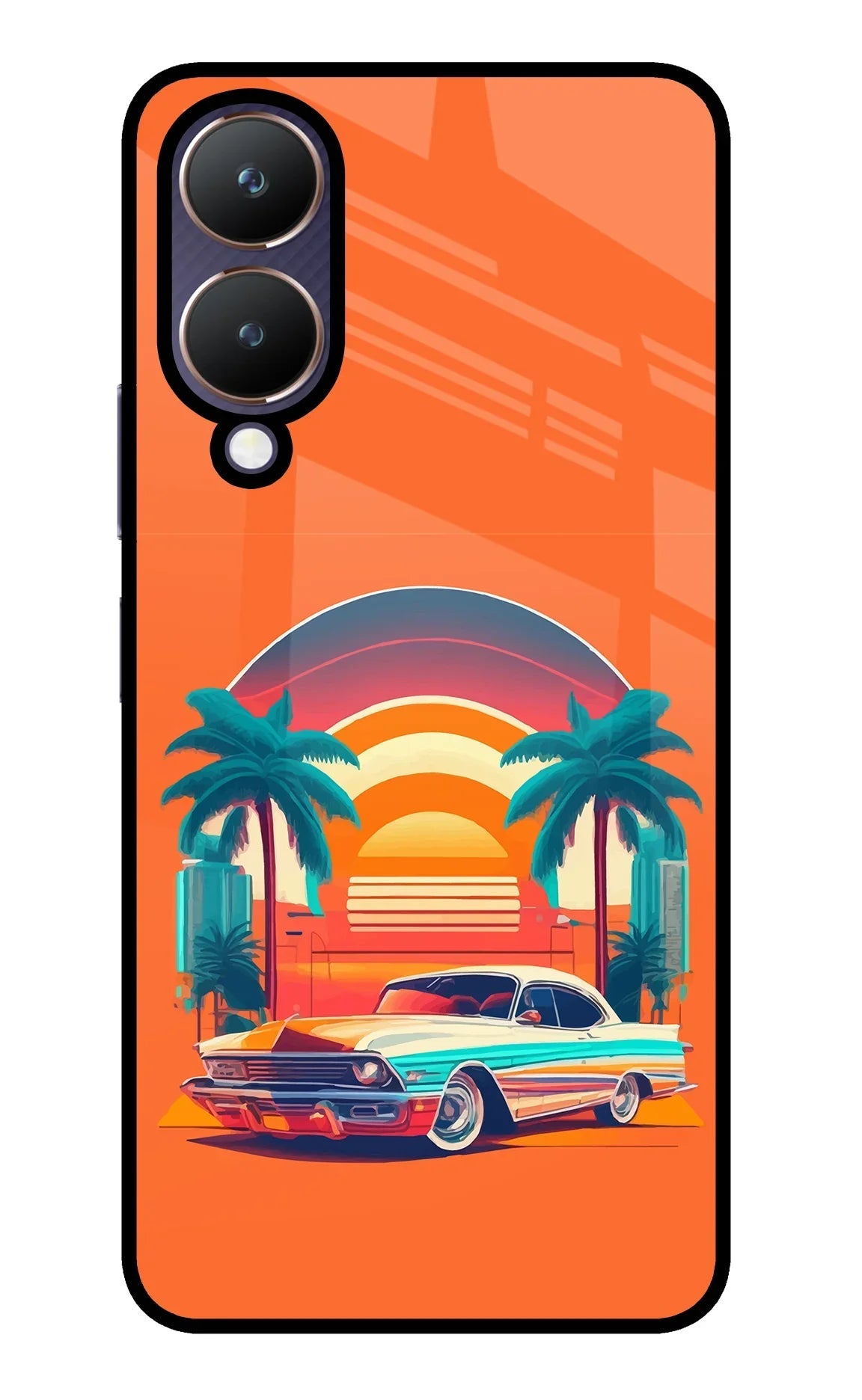 Palm Drive 80s Vivo Y28 5G Glass Case