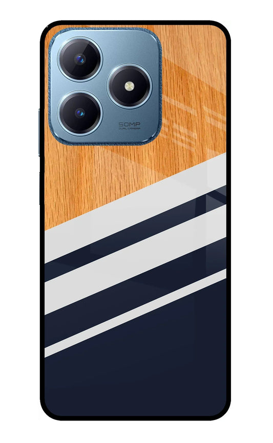 Blue and white wooden Realme C63 Back Cover
