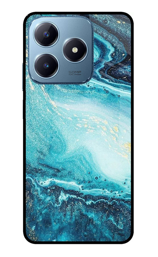 Blue Glitter Marble Realme C63 Glass Case