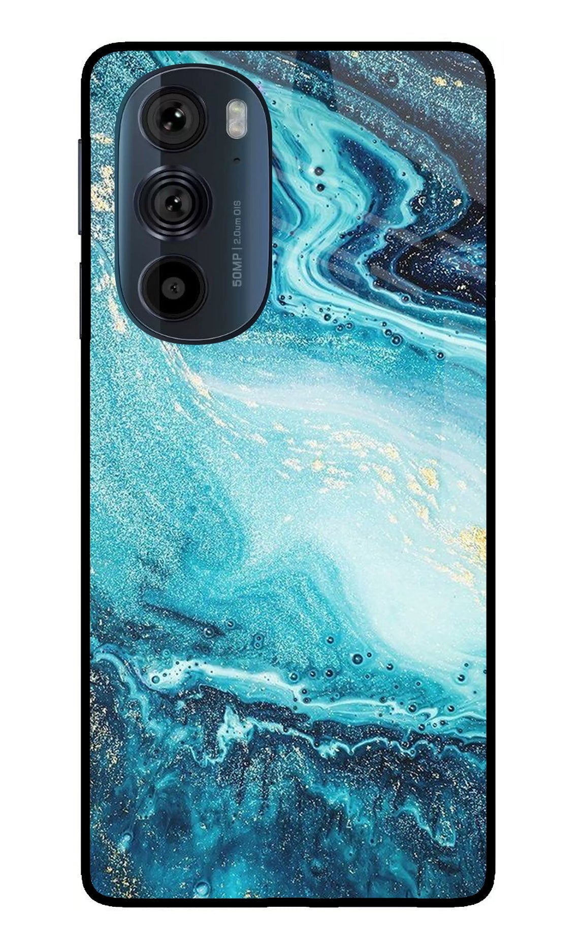 Blue Glitter Marble Moto Edge 30 Pro Back Cover