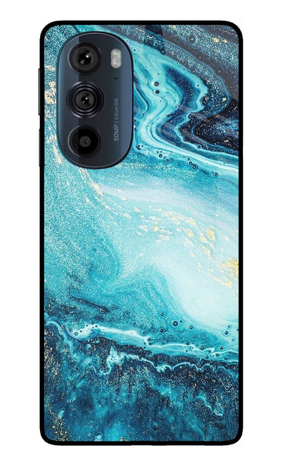 Blue Glitter Marble Moto Edge 30 Pro Back Cover