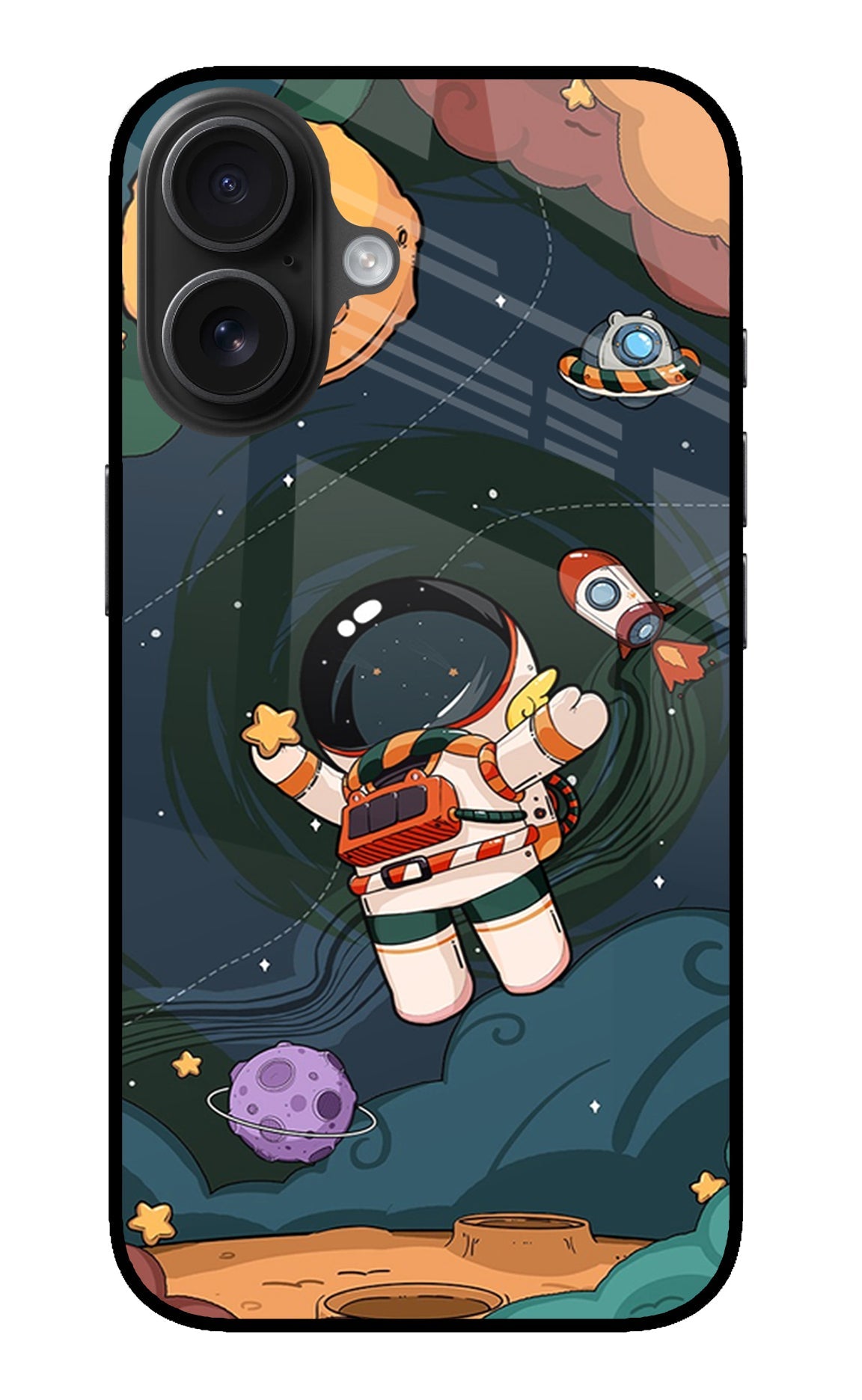 Cartoon Astronaut iPhone 16 Back Cover