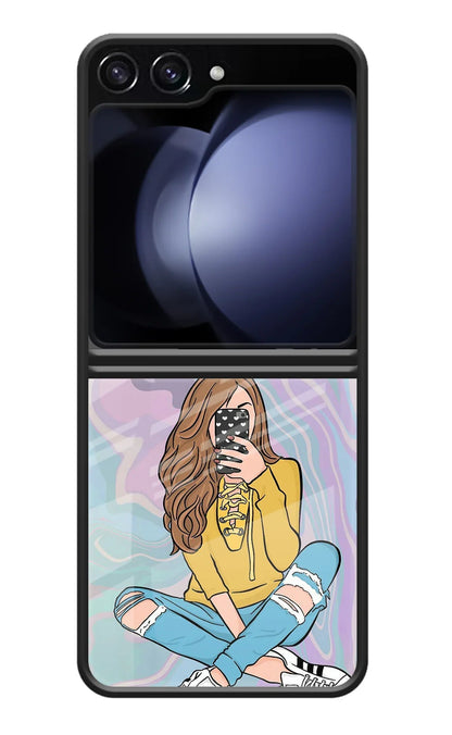 Selfie Girl Samsung Galaxy Z Flip5 Back Cover