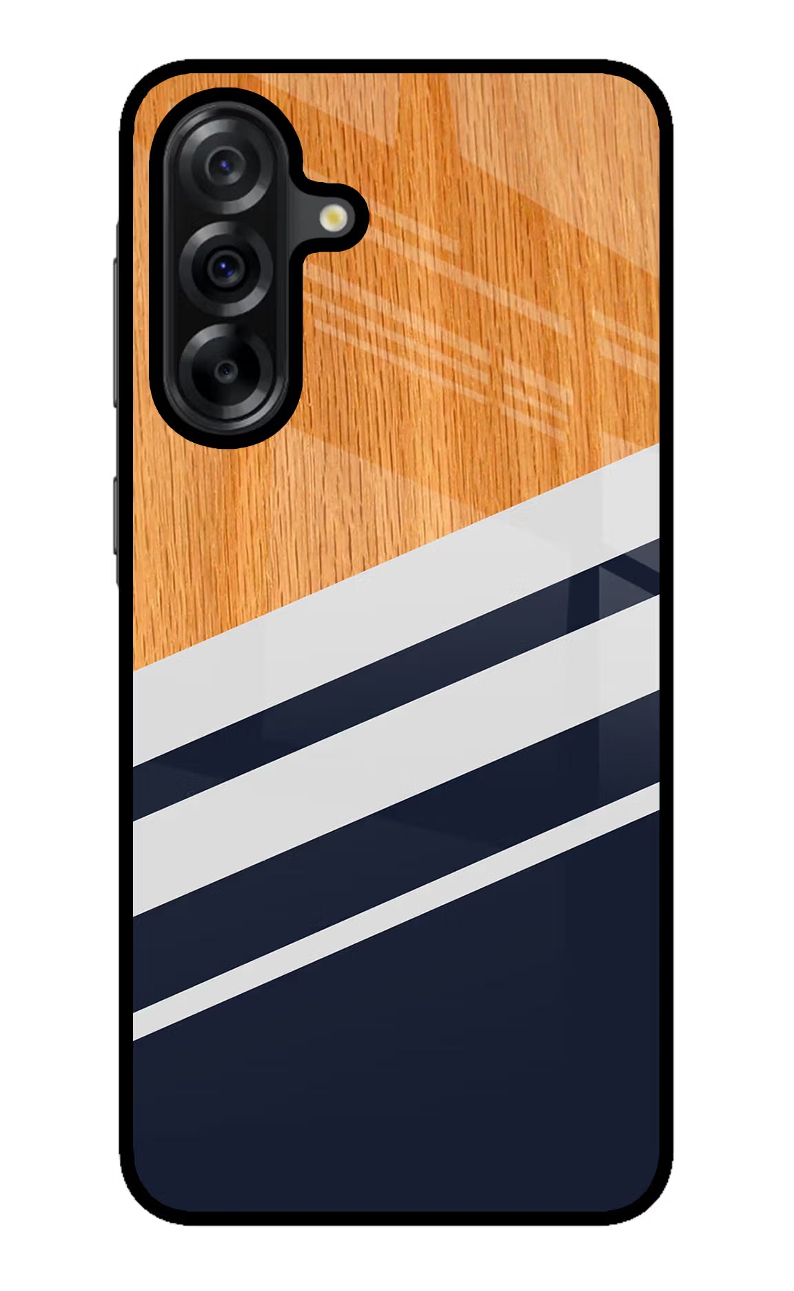 Blue and white wooden Samsung A36 5G Glass Case