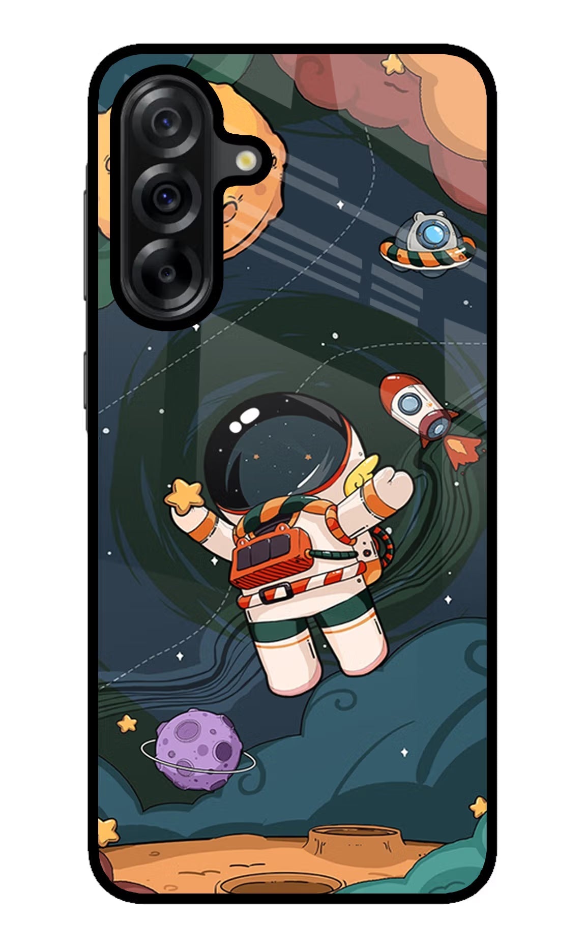 Cartoon Astronaut Samsung A36 5G Glass Case