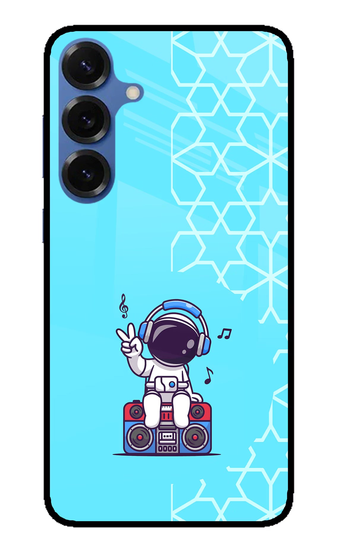 Cute Astronaut Chilling Samsung S25 Glass Case