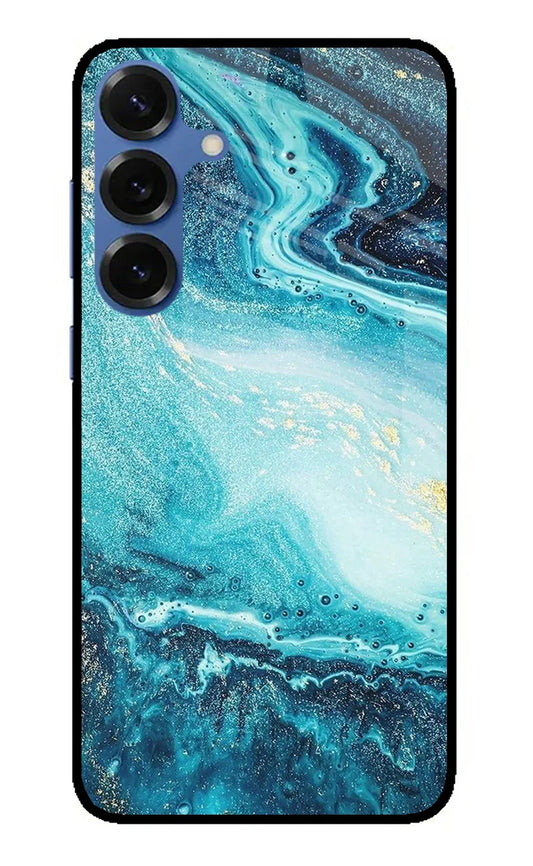 Blue Glitter Marble Samsung S25 Plus Glass Case