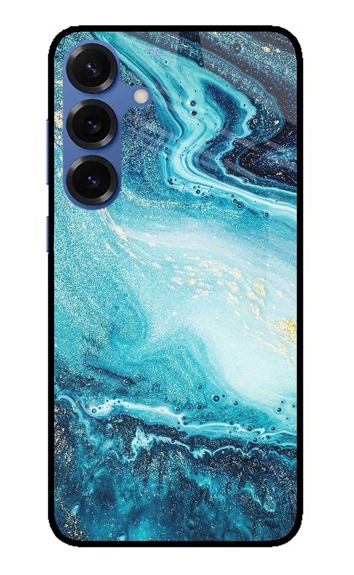 Blue Glitter Marble Samsung S25 Plus Back Cover