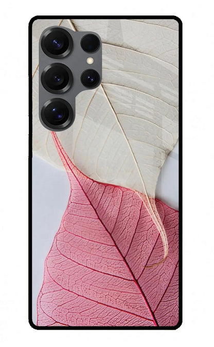 White Pink Leaf Samsung S25 Ultra Back Cover
