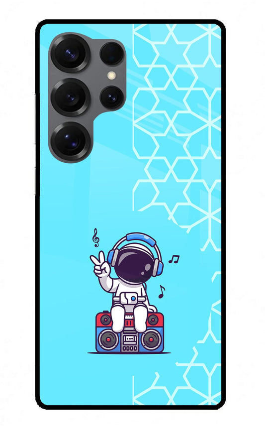 Cute Astronaut Chilling Samsung S25 Ultra Glass Case