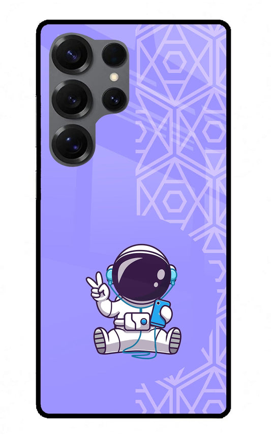 Cute Astronaut Chilling Samsung S25 Ultra Glass Case