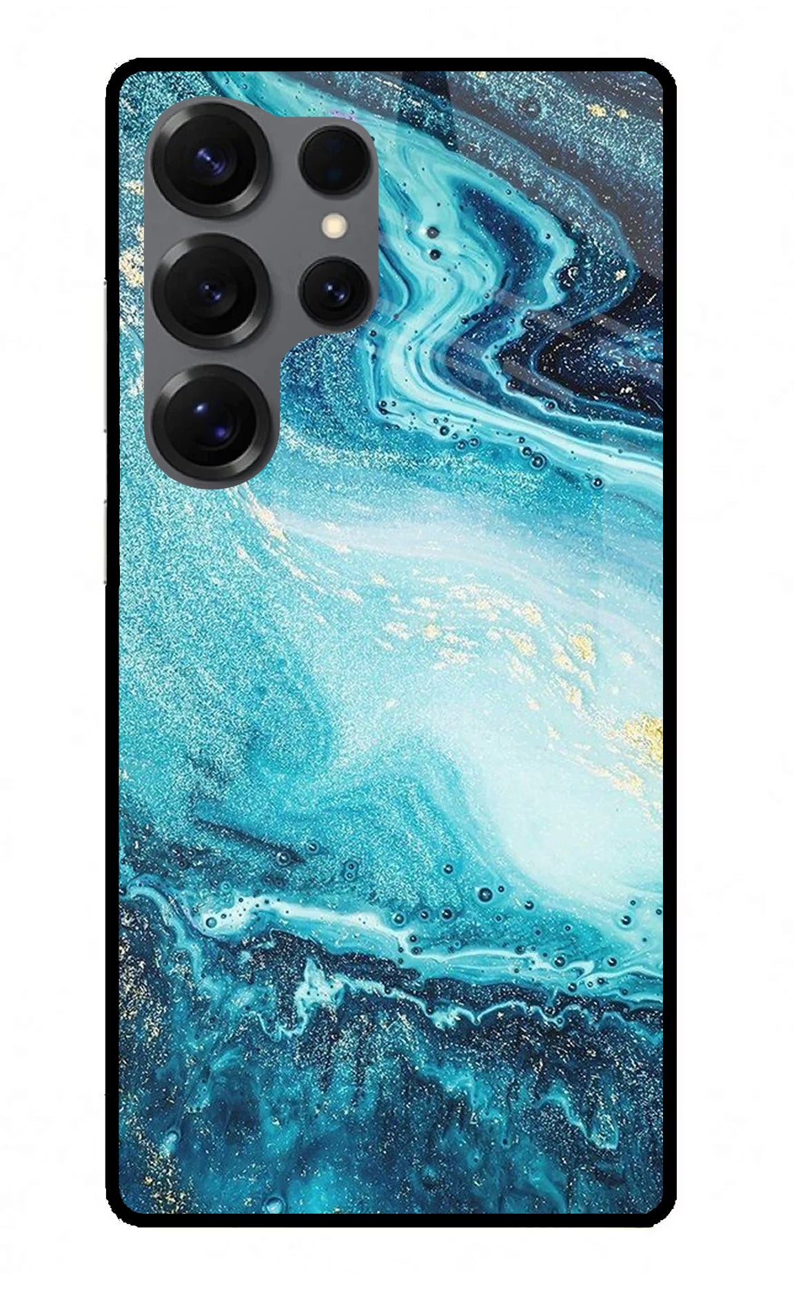 Blue Glitter Marble Samsung S25 Ultra Glass Case