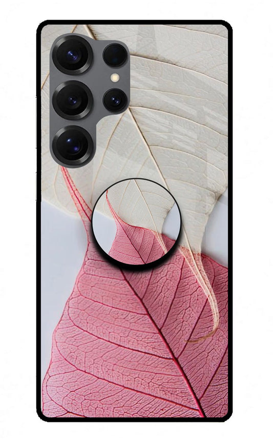 White Pink Leaf Samsung S25 Ultra Pop Case