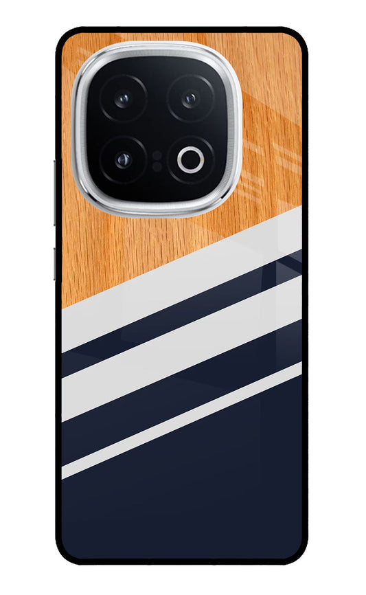 Blue and white wooden iQOO 13 5G Glass Case
