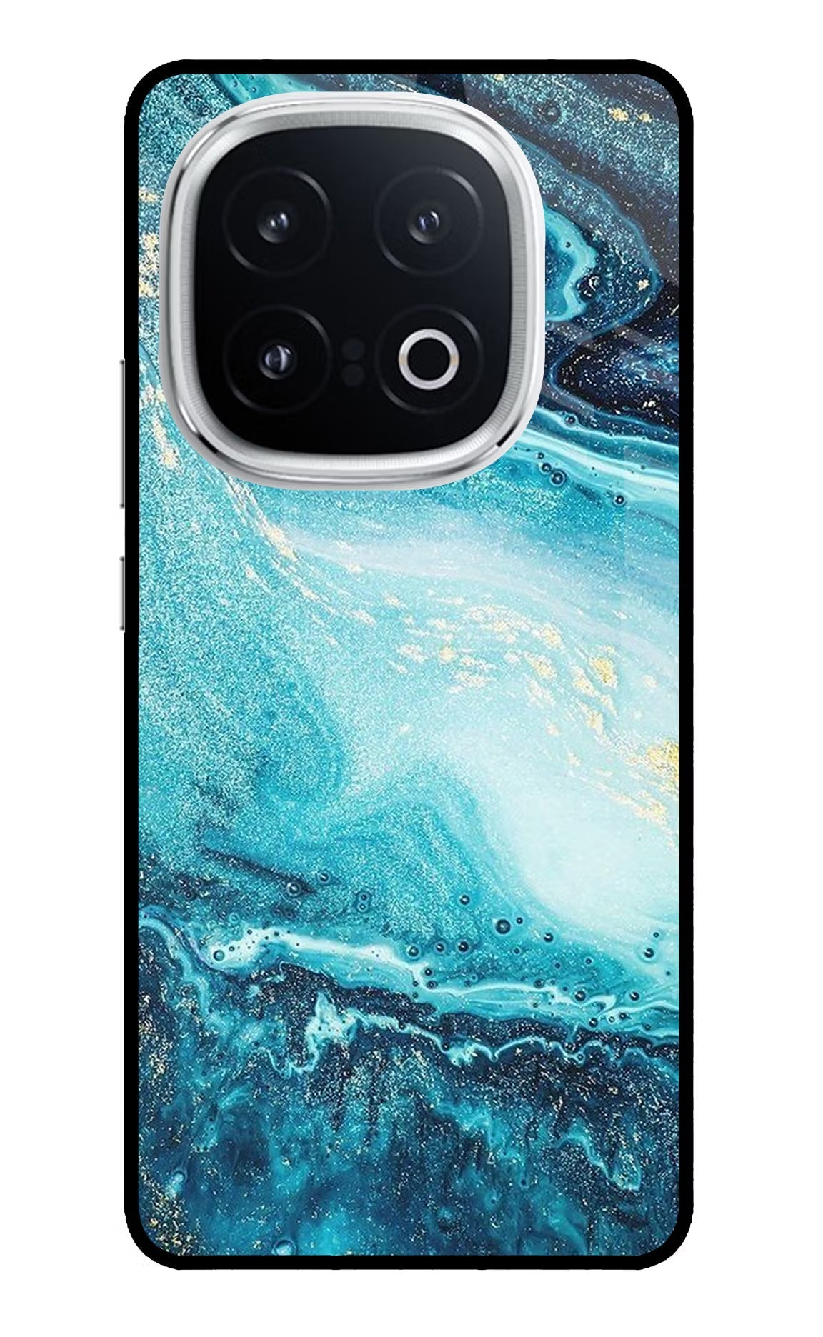 Blue Glitter Marble iQOO 13 5G Glass Case