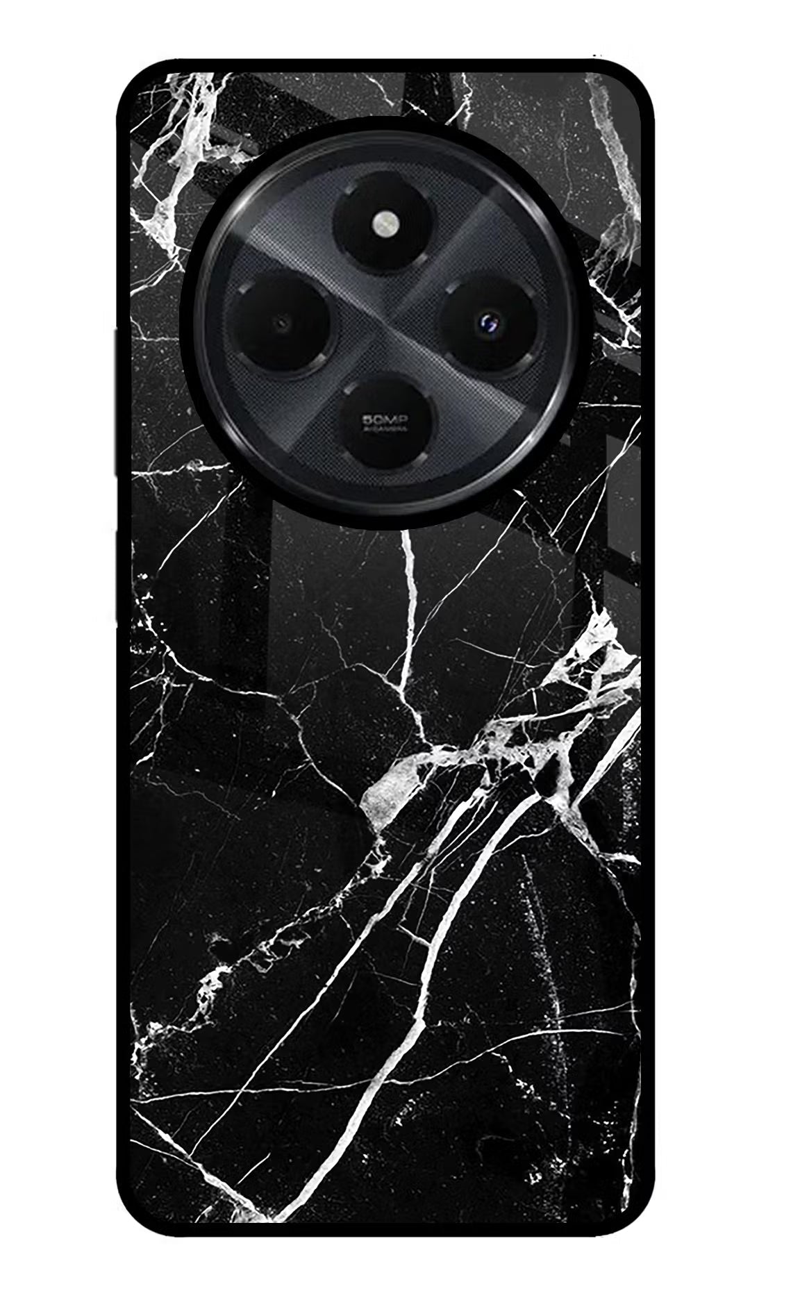 Black Marble Pattern Redmi 14C 5G Glass Case