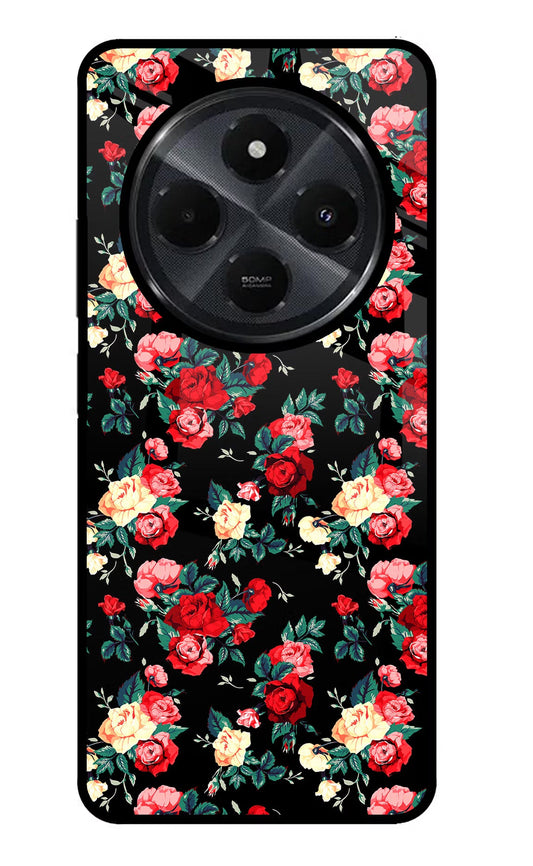Rose Pattern Redmi 14C 5G Glass Case