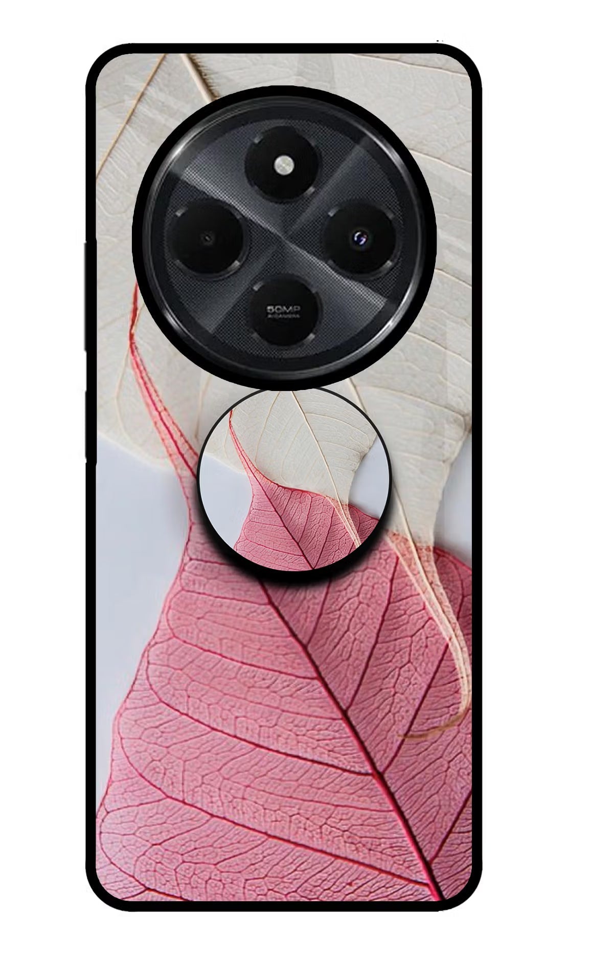 White Pink Leaf Redmi 14C 5G Pop Case