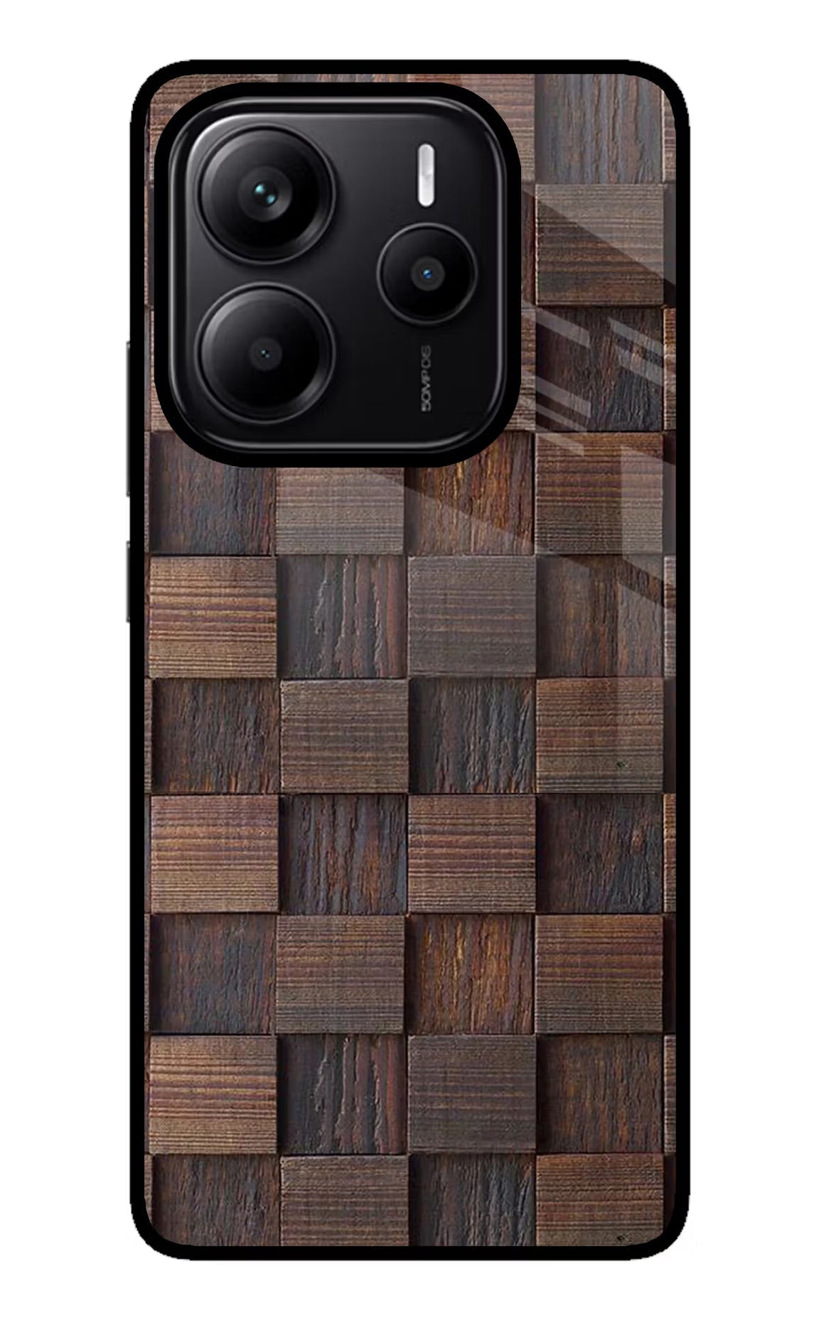 Wooden Cube Design Redmi Note 14 5G Glass Case
