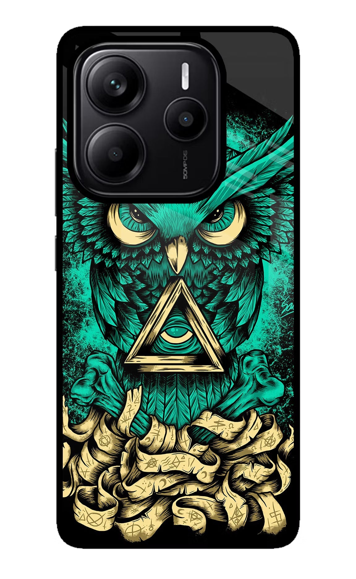 Green Owl Redmi Note 14 5G Glass Case