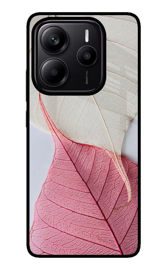 White Pink Leaf Redmi Note 14 5G Back Cover