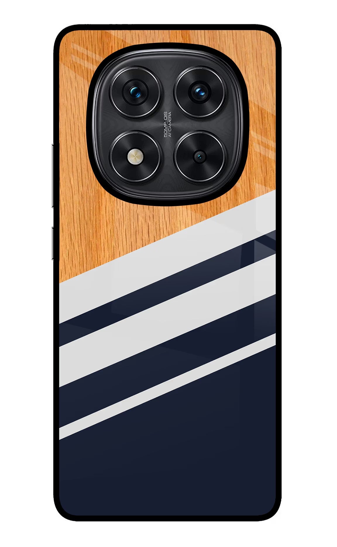 Blue and white wooden Redmi Note 14 Pro 5G Glass Case