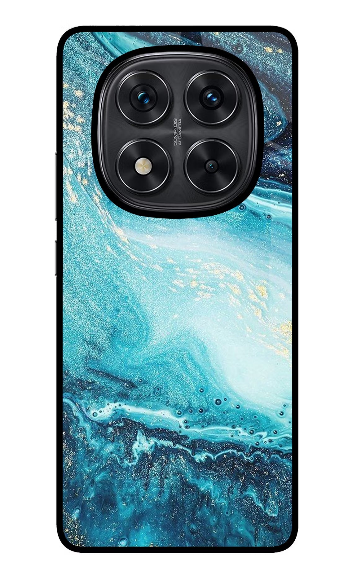 Blue Glitter Marble Redmi Note 14 Pro 5G Glass Case