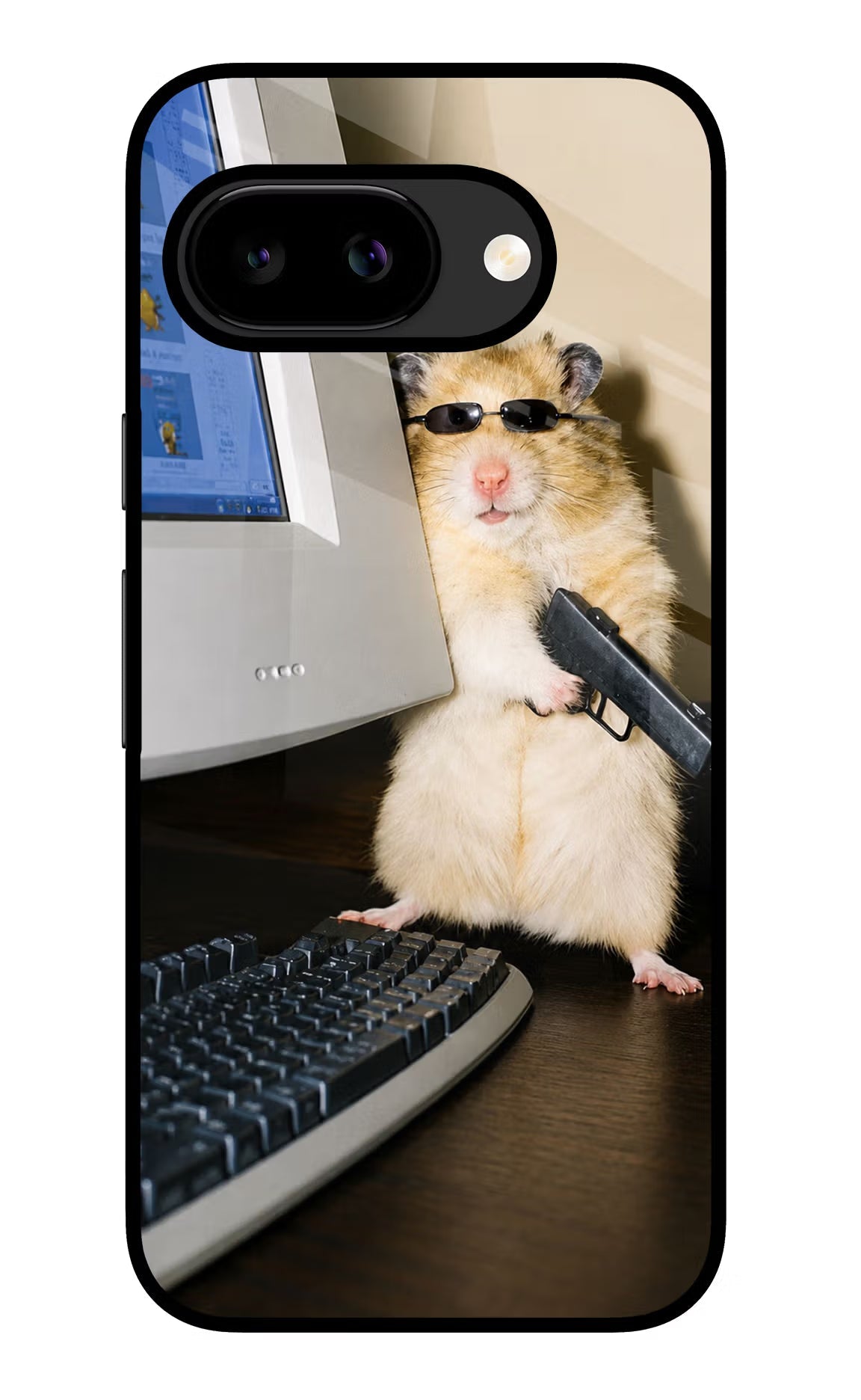 Hacker Hamster Google Pixel 9a Back Cover Glass Case - Hello Swanky