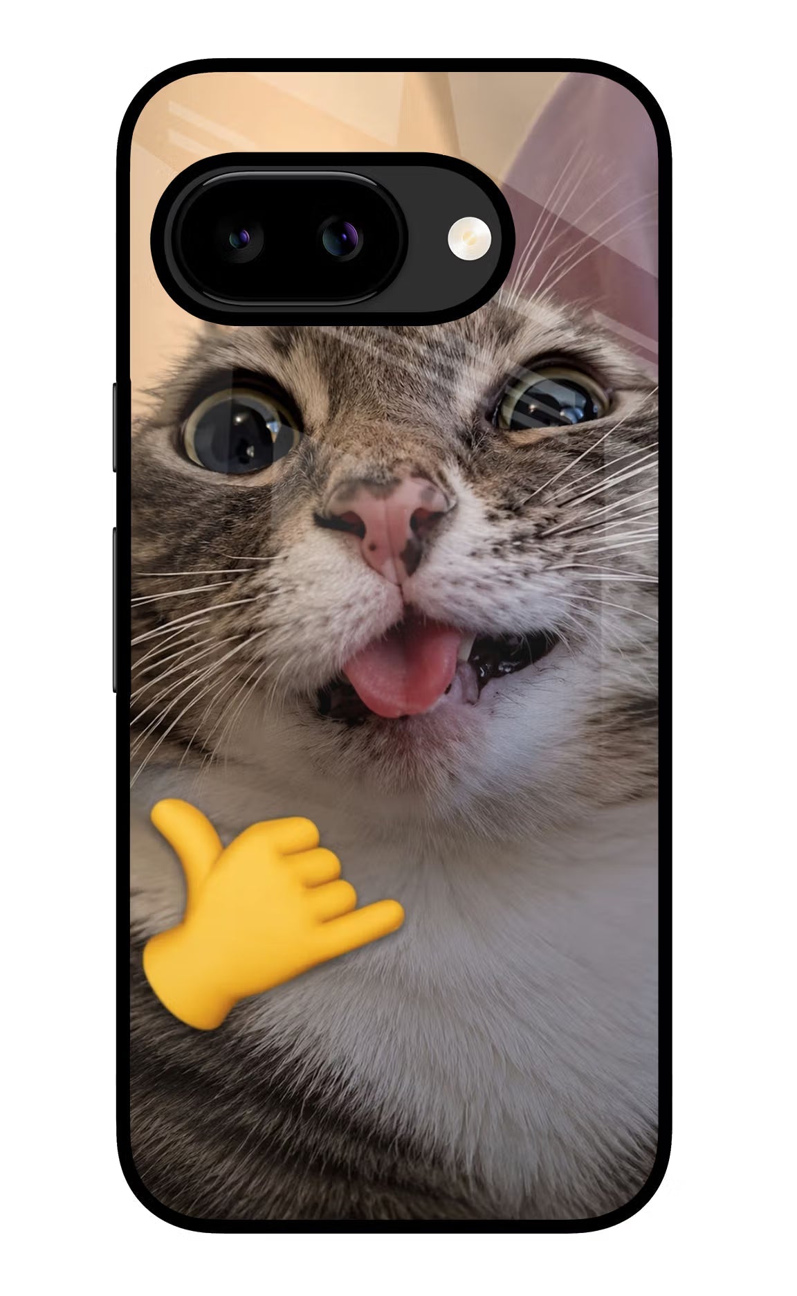 Silly Cat Call Google Pixel 9a Back Cover Glass Case - Hello Swanky