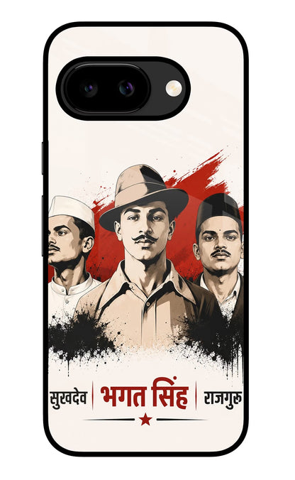 Bhagat Singh Trio Google Pixel 9a Back Cover Glass Case - Hello Swanky