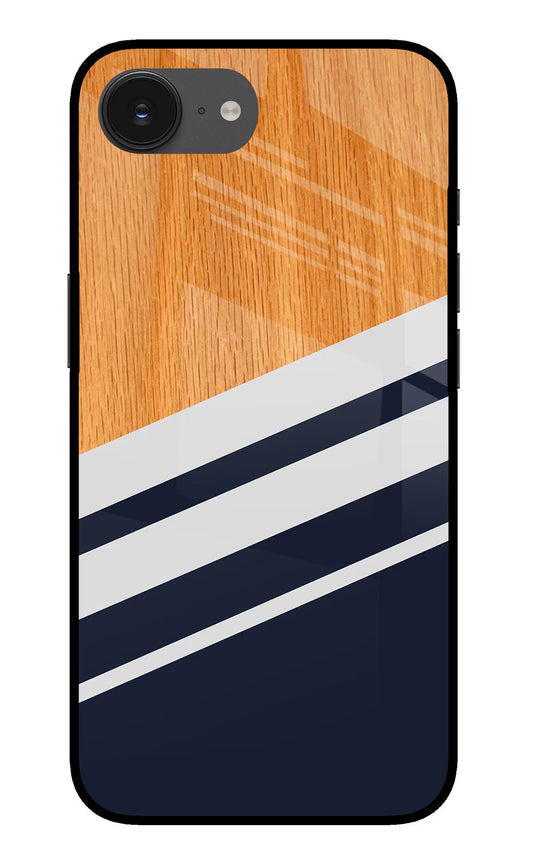Blue and white wooden iPhone 16e Glass Case