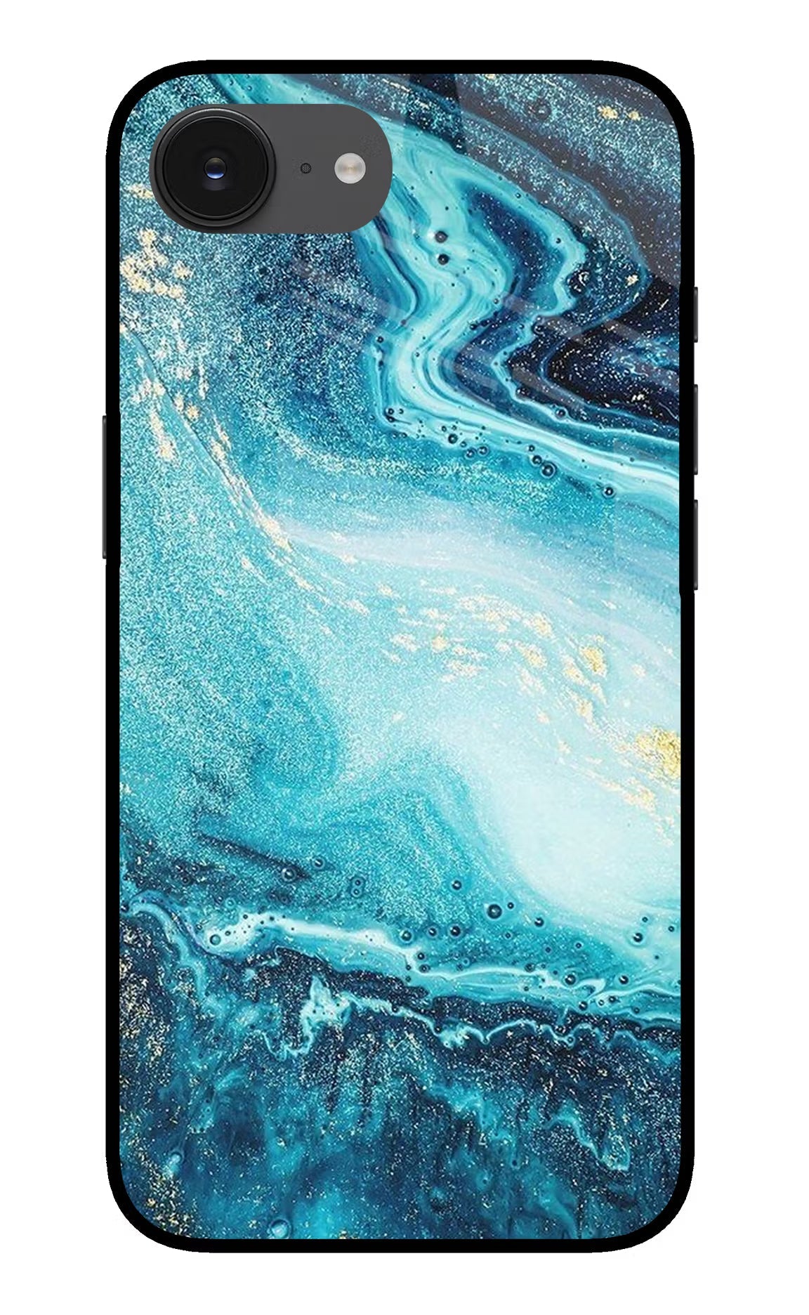 Blue Glitter Marble iPhone 16e Glass Case