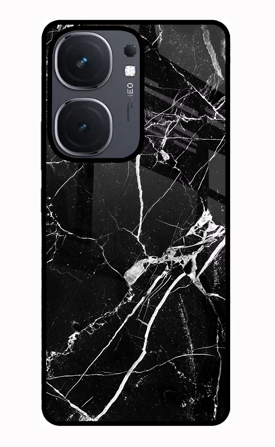 Black Marble Pattern iQOO Neo 9 Back Cover Glass Case - Hello Swanky