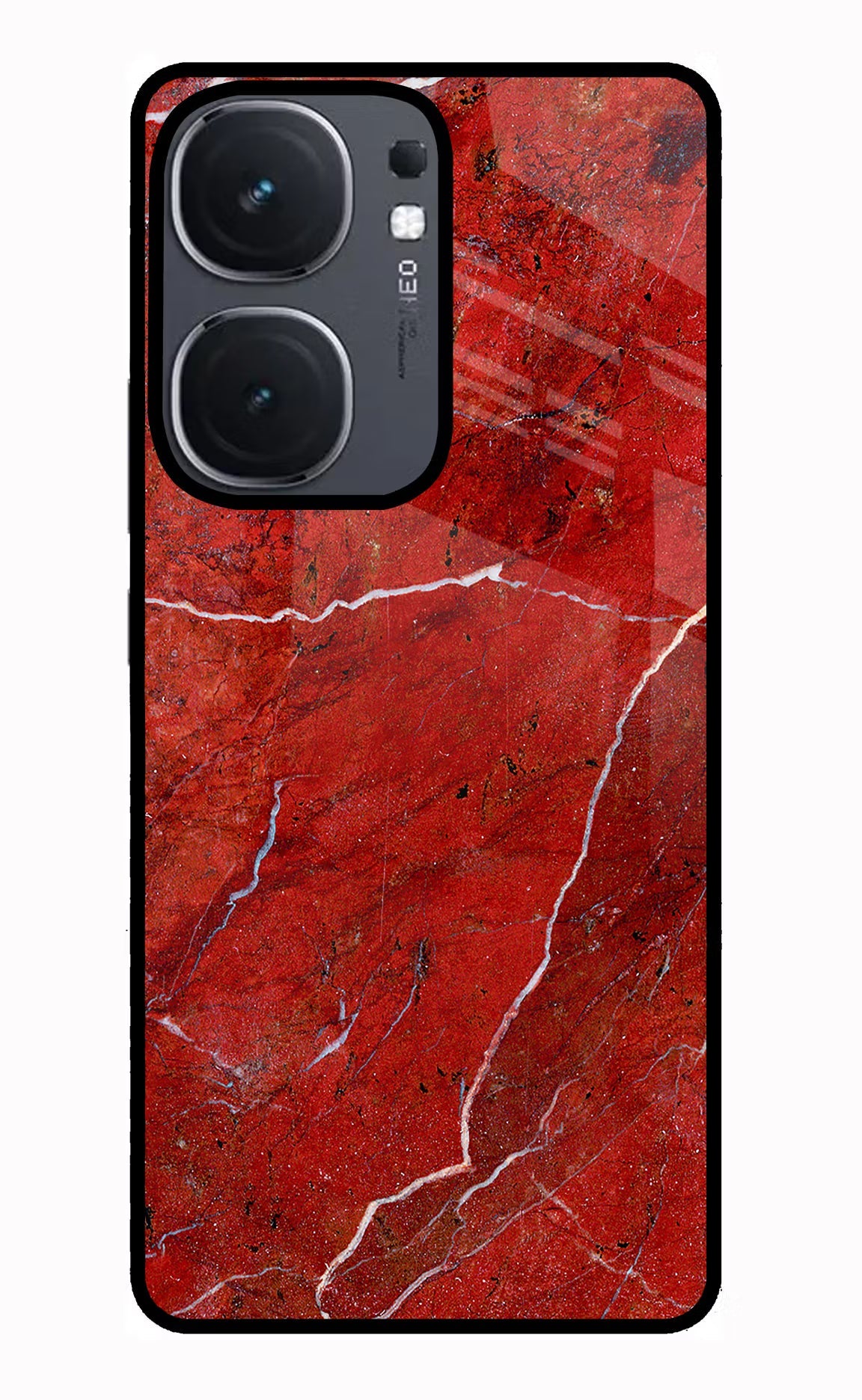 Red Marble Design iQOO Neo 9 Back Cover Glass Case - Hello Swanky