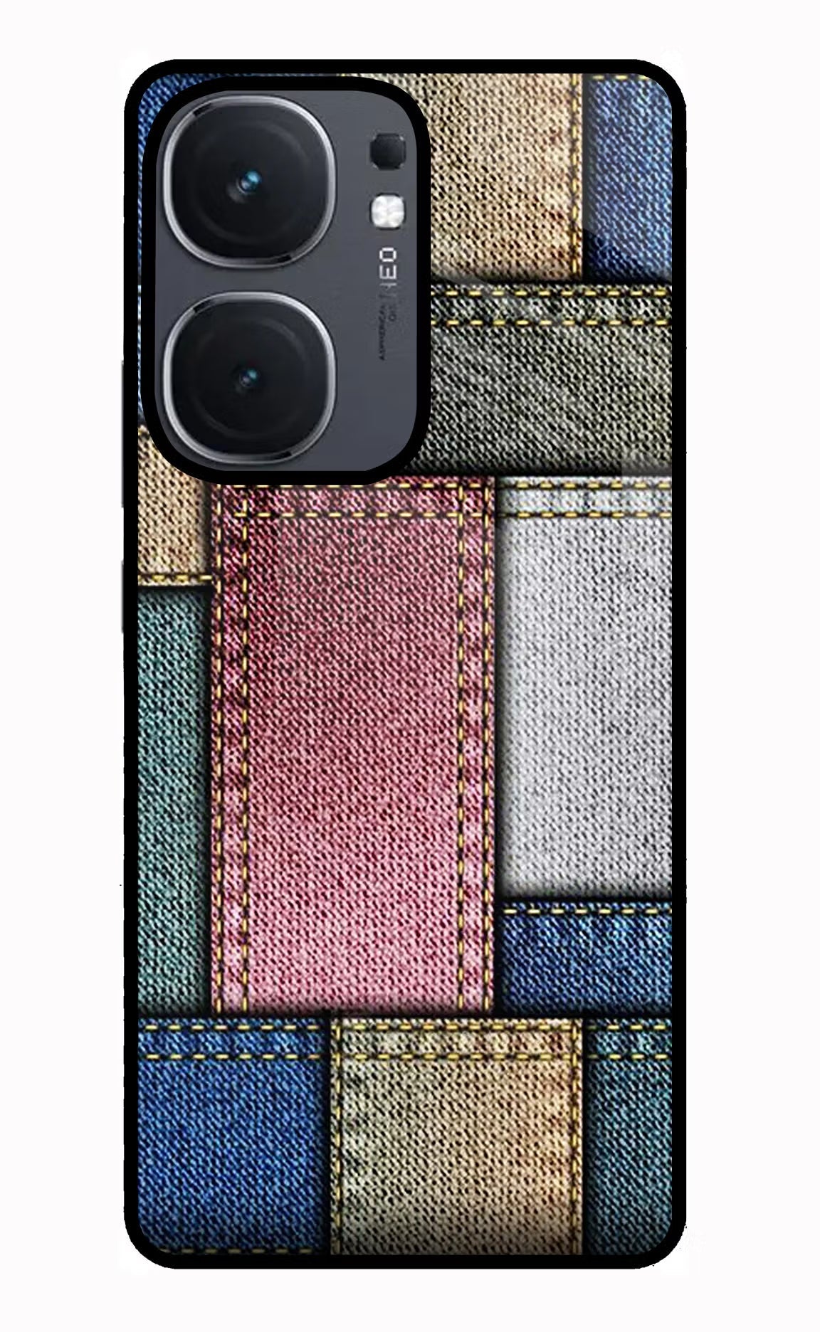 Multicolor Jeans iQOO Neo 9 Back Cover Glass Case - Hello Swanky