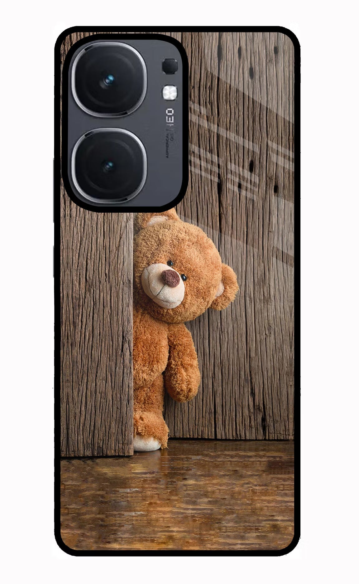 Teddy Wooden iQOO Neo 9 Back Cover Glass Case - Hello Swanky