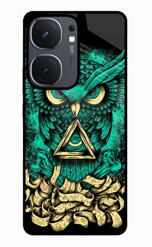 Green Owl iQOO Neo 9 Back Cover Glass Case - Hello Swanky
