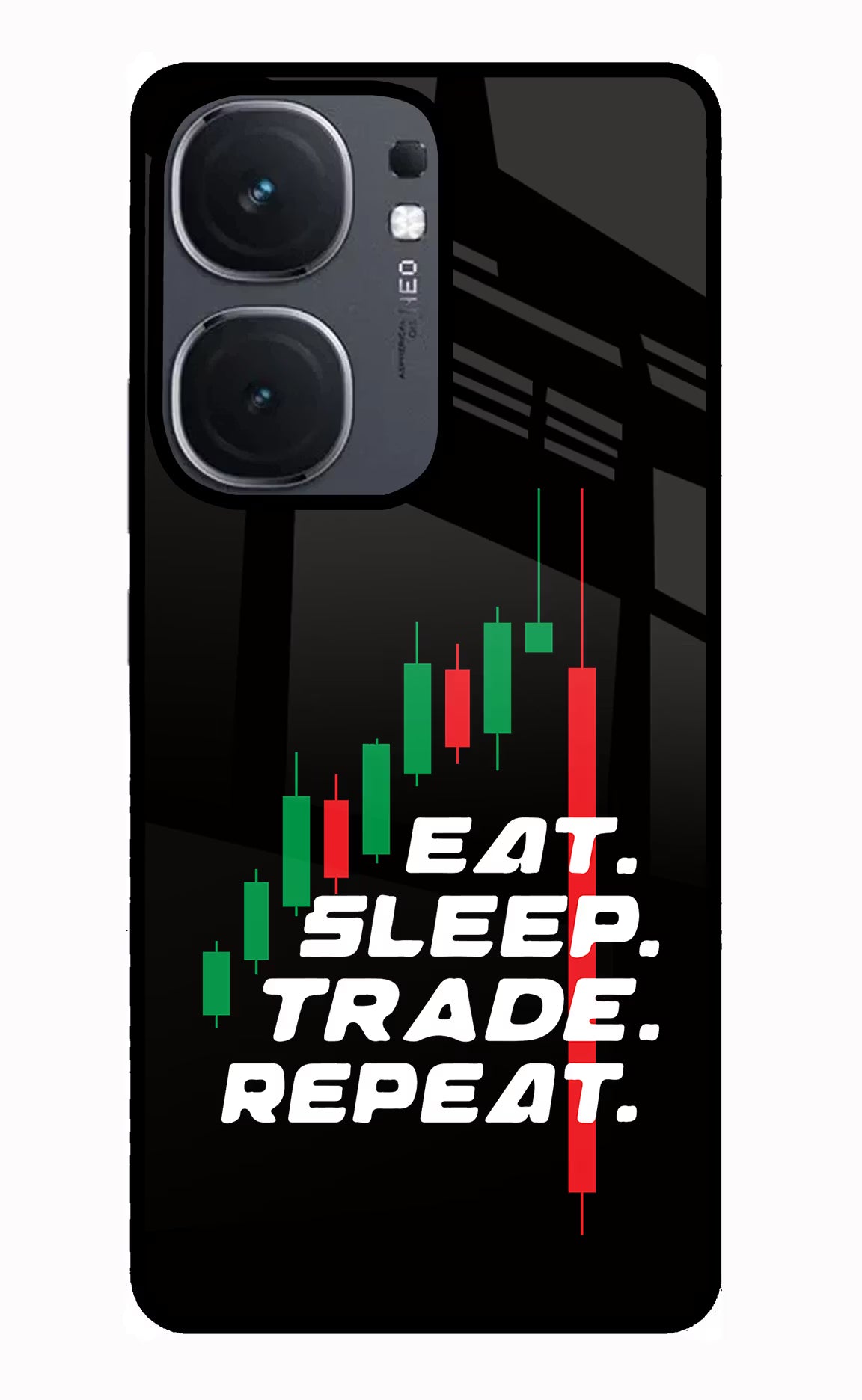 Eat Sleep Trade Repeat iQOO Neo 9 Back Cover Glass Case - Hello Swanky