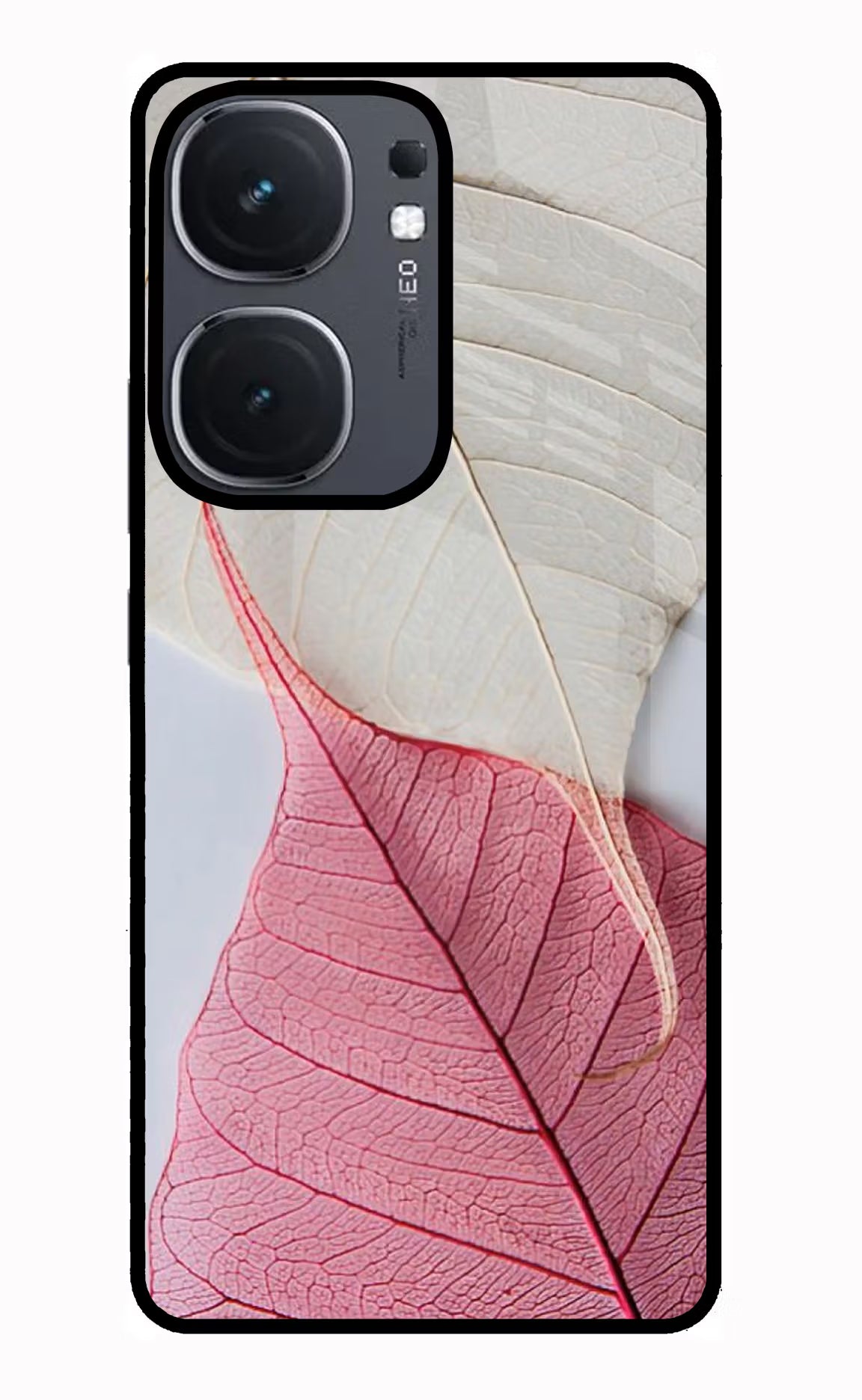 White Pink Leaf iQOO Neo 9 Back Cover Glass Case - Hello Swanky