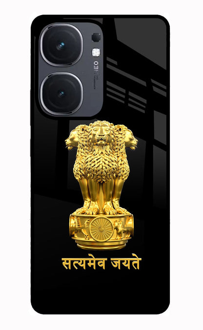 Satyamev Jayate Golden iQOO Neo 9 Back Cover Glass Case - Hello Swanky