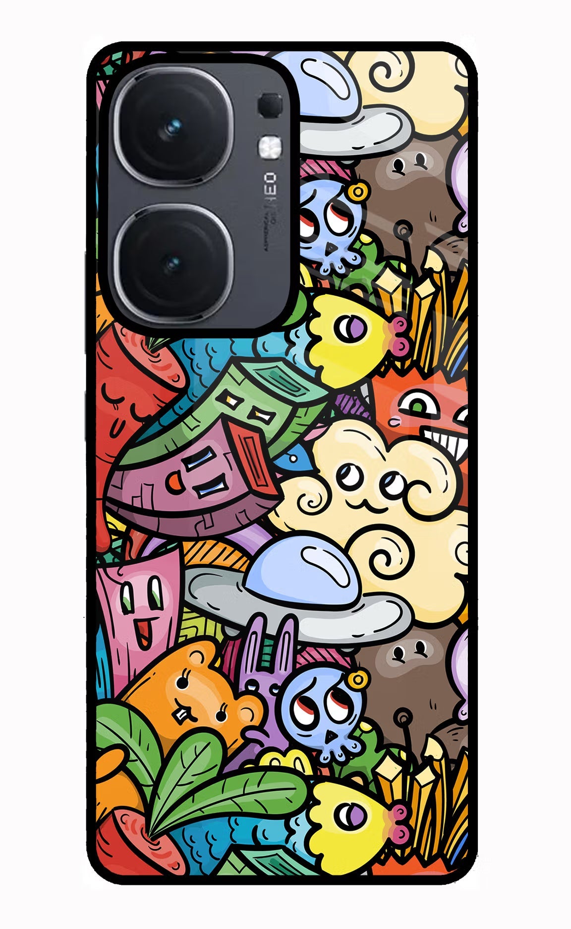 Veggie Doodle iQOO Neo 9 Back Cover Glass Case - Hello Swanky