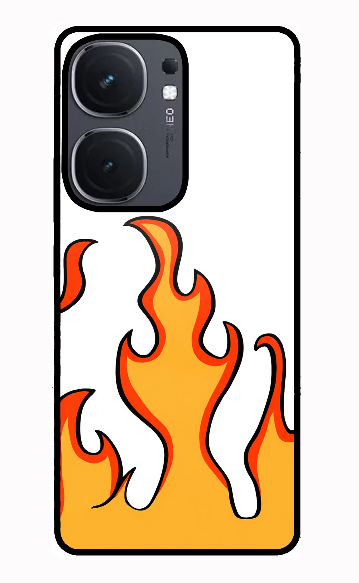Fired Up - White iQOO Neo 9 Back Cover Glass Case - Hello Swanky
