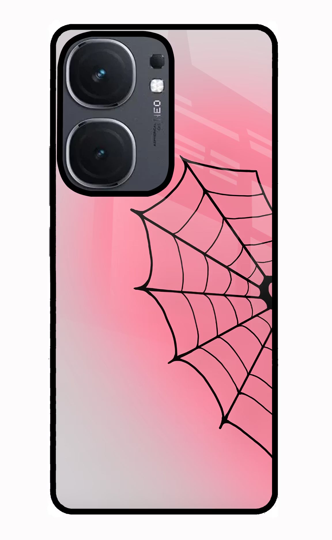 Pink Web iQOO Neo 9 Back Cover Glass Case - Hello Swanky