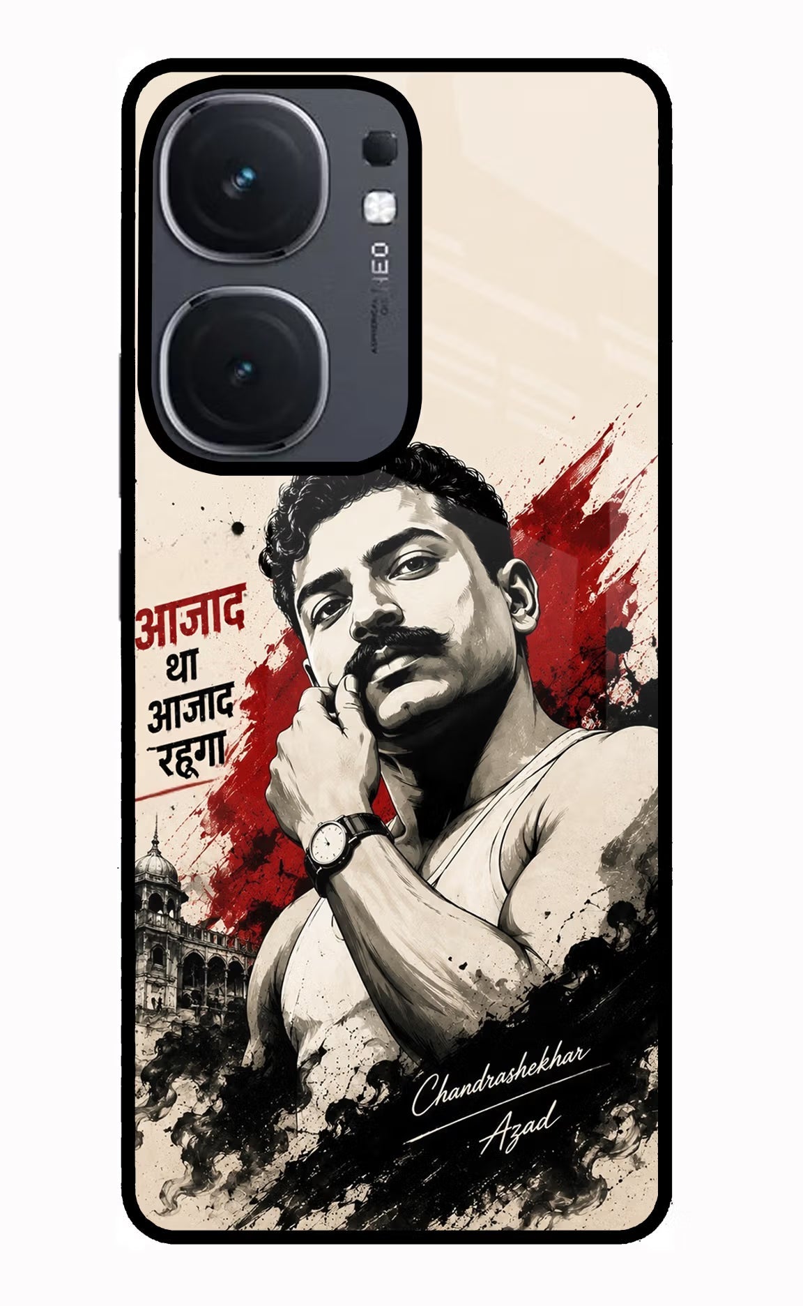 Chandrashekhar Azad Fearless iQOO Neo 9 Back Cover Glass Case - Hello Swanky