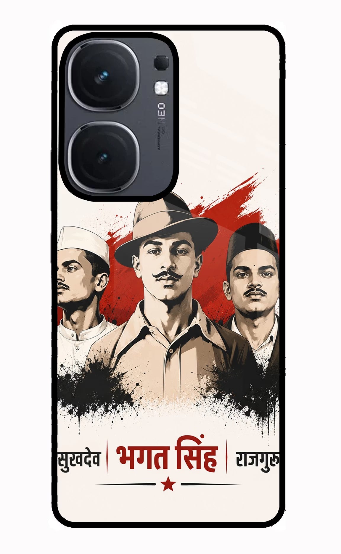 Bhagat Singh Trio iQOO Neo 9 Back Cover Glass Case - Hello Swanky