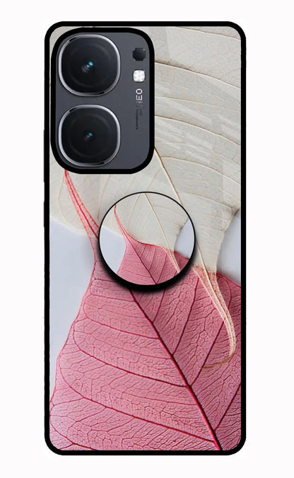 White Pink Leaf iQOO Neo 9 Back Cover Glass Case - Hello Swanky