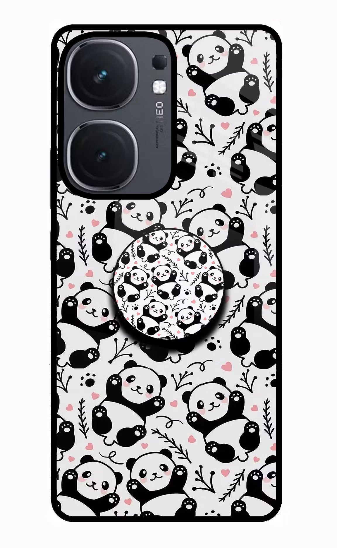 Cute Panda iQOO Neo 9 Back Cover Glass Case - Hello Swanky