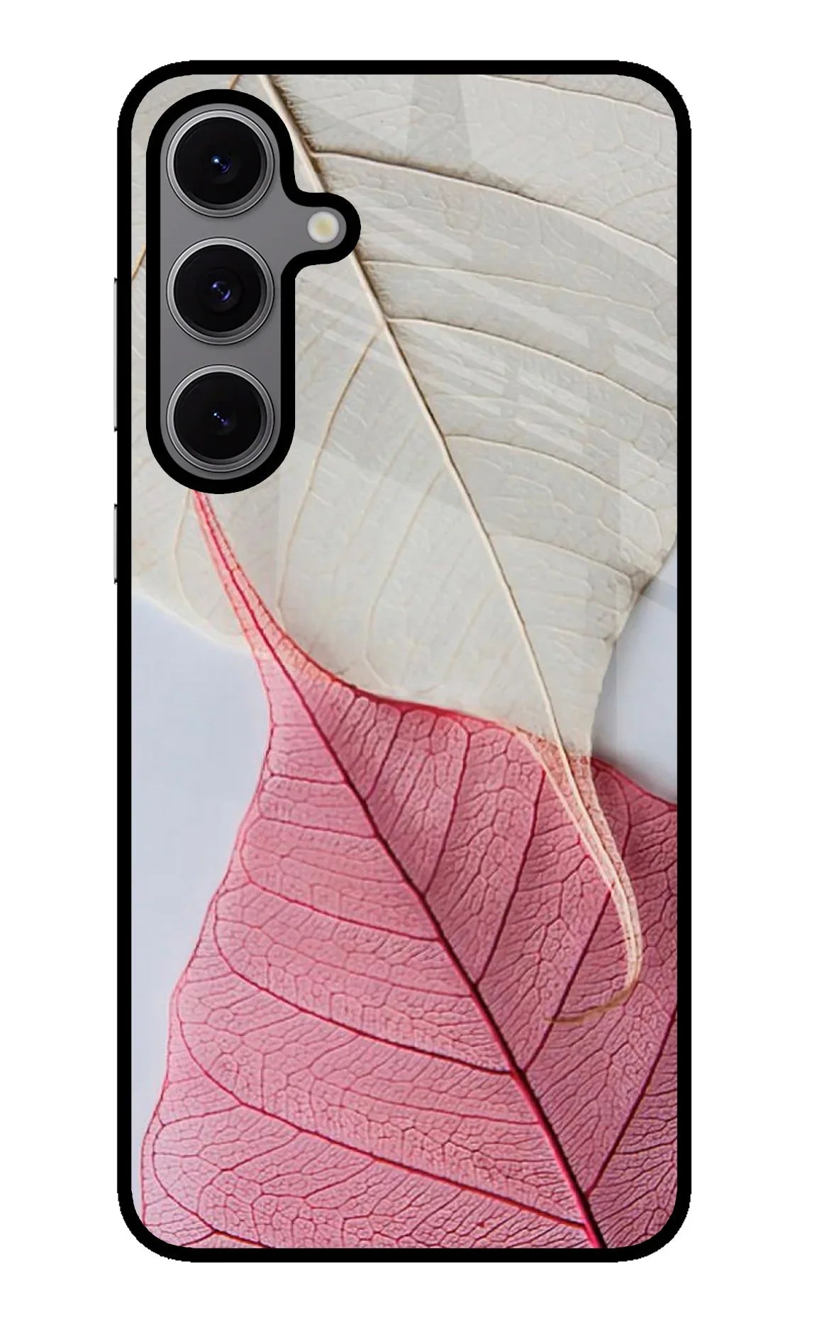 White Pink Leaf Samsung S24 FE 5G Back Cover