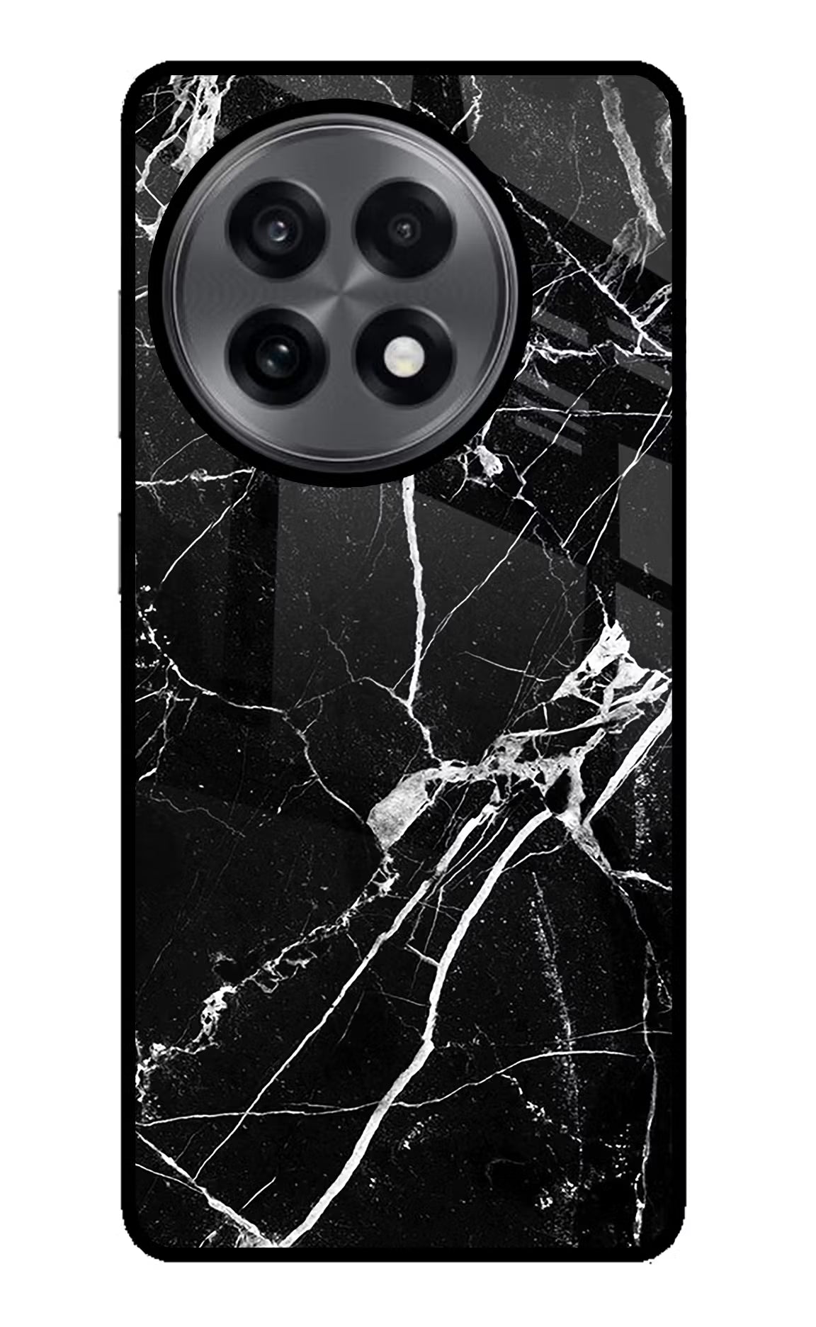 Black Marble Pattern OnePlus 13R Glass Case