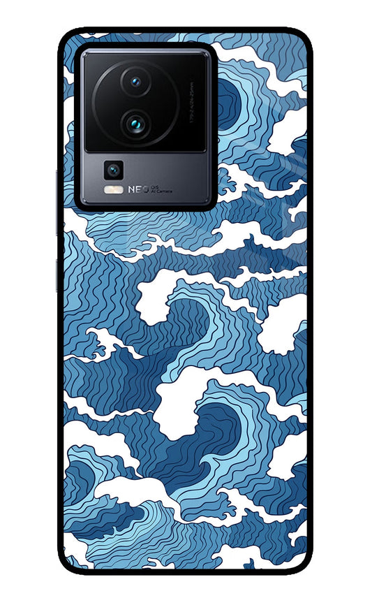 Blue Waves iQOO Neo 7 Pro Back Cover Glass Case - Hello Swanky